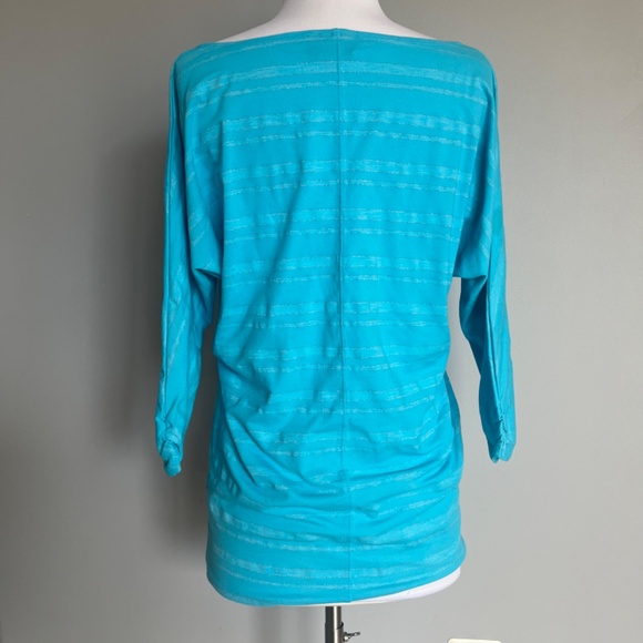 Athleta Blue Shimmer Stripe Dory Dolman Tunic Top‎ - Picture 7 of 12